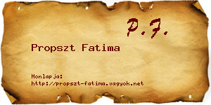 Propszt Fatima névjegykártya